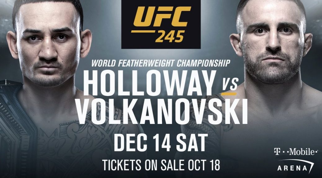 Ufc 245 Max Holloway vs Volkanovski